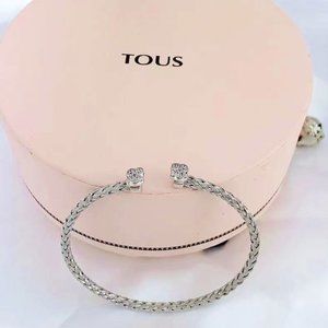 TOUS Small Bear Sterling Silver Mesh Cuff Bracelet TOUS Sterling Silver Bangle